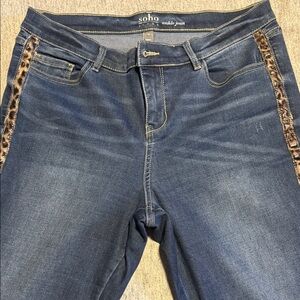 Soho Denim Ankle Jeans with Animal Print Detail